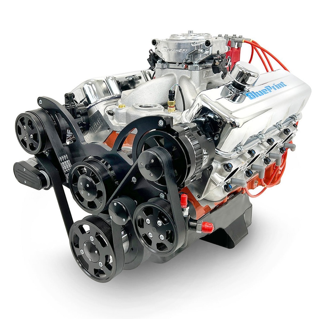 Blueprint Engines PS502CTFKB: PS502CTFKB Big Block Chevy 502 ci. ProSeries Deluxe Dressed Fuel Injected Crate Engine w/Black Pulley Kit [627 HP]