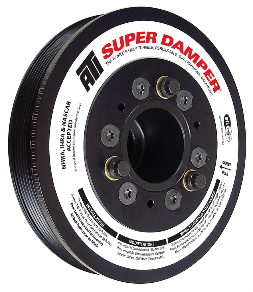 ATI 917275: 917275 Serpentine Super Harmonic Balancer/Damper for GM 5.7L [6.75 in., Aluminum/Steel]