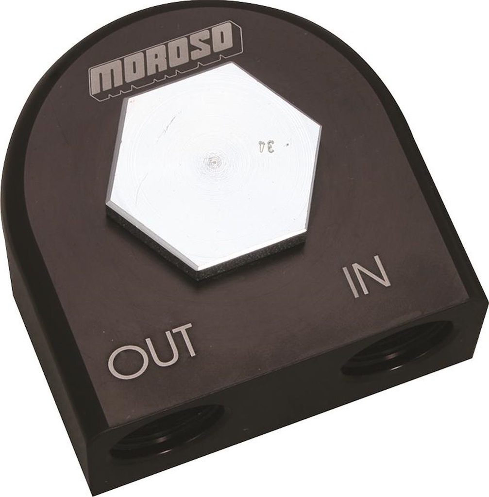Moroso 23703: 23703 Filter Adapter, Remote, 90 Deg 13/16 In-16 Thr, Sbc, Bbc