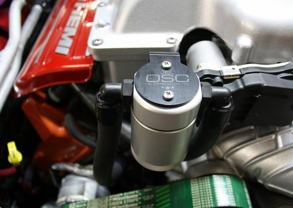 J&L 3060P-C: Oil Separator 3.0, Clear Anodized [Fits Select Dodge Hellcat, 2018-2021 Jeep Trackhawk, 2018 Demon, 2021 Durango Hellcat 6.2L]