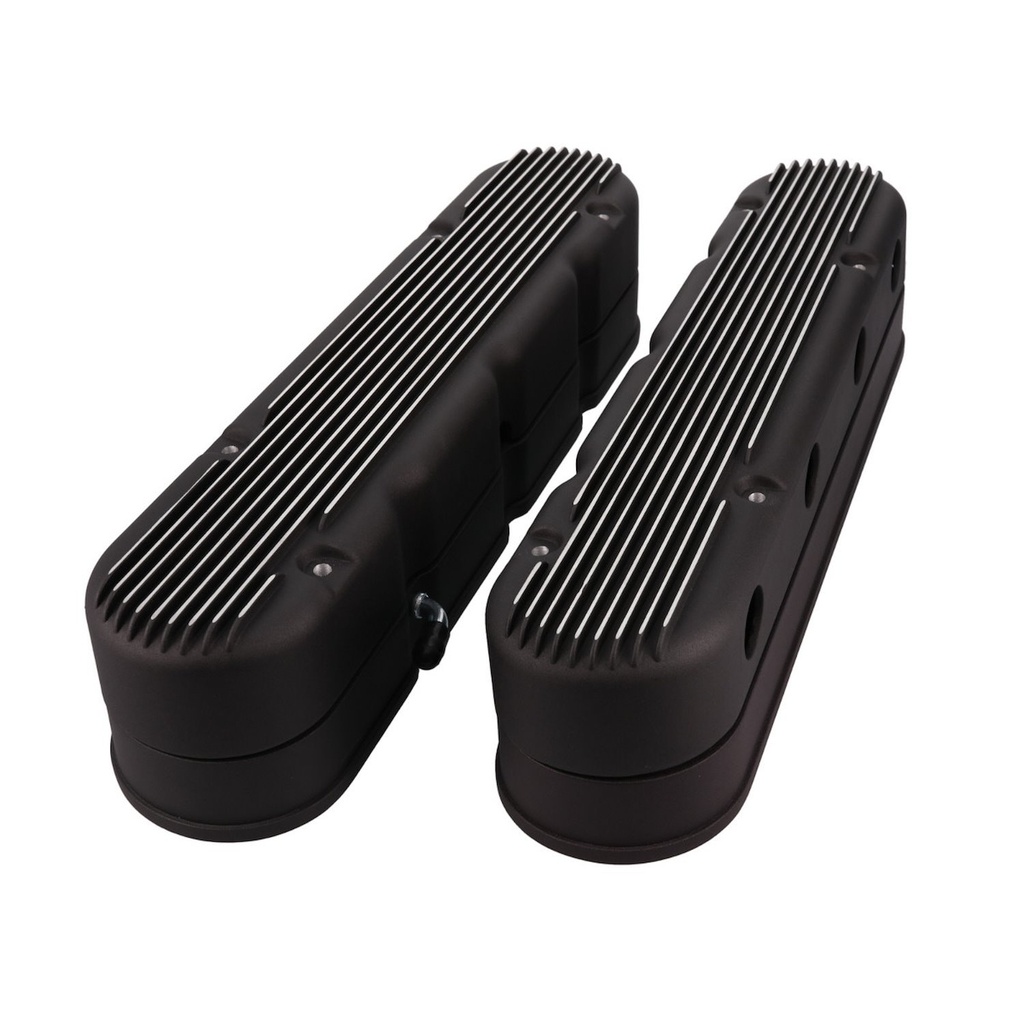 Top Street Performance JM8082-2BK: JM8082-2BK Valve Covers, Finned Cast Alum., w/ Coil Covers LS, Black