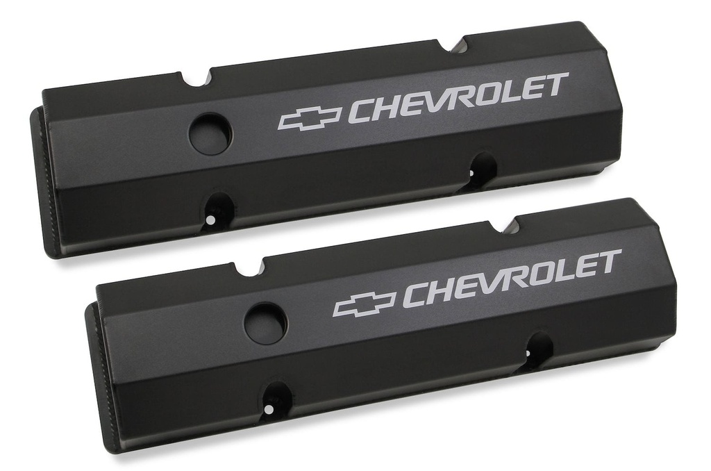Holley 241-288: 241-288 GM Track-Series Fabricated Aluminum Valve Covers [Black]