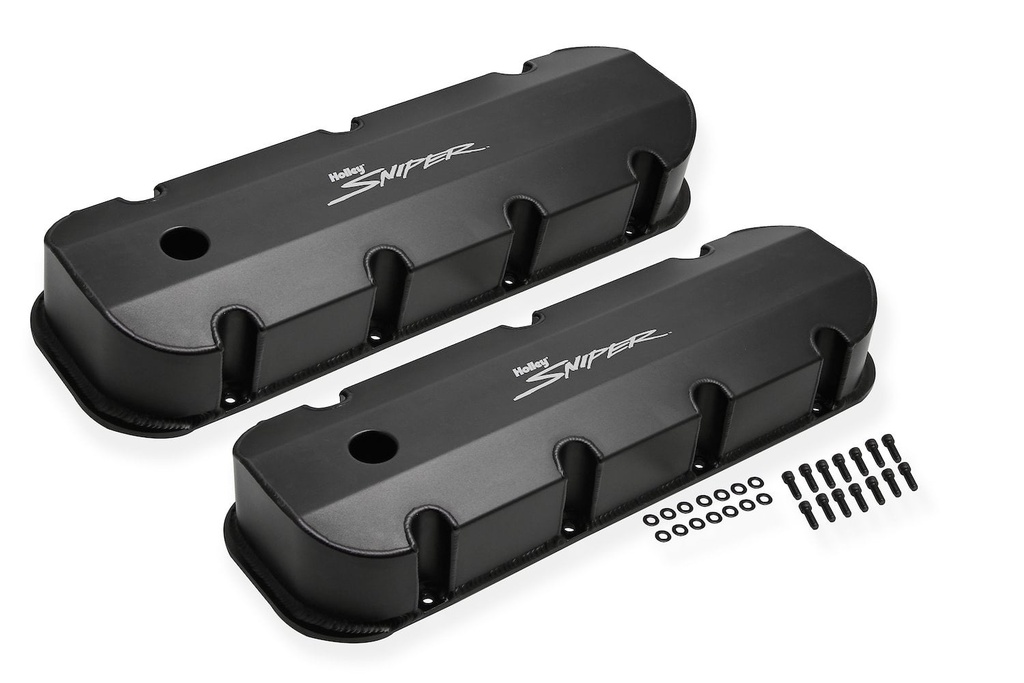 Holley 890004B: 890004B Sniper Valve Cover - Fabricated Aluminum - BBC - Tall - Black