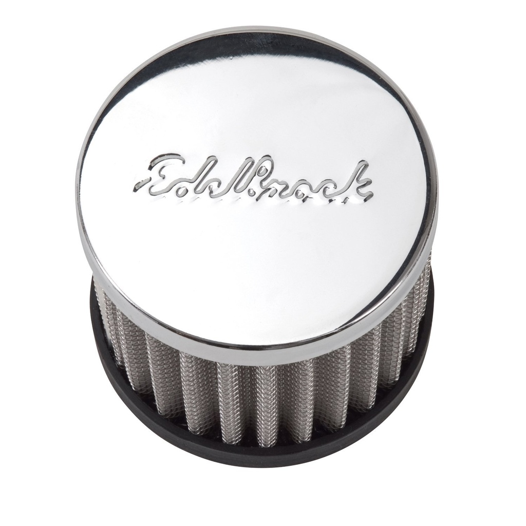 Edelbrock 4420: Circle Track Valve Cover Breather in Chrome Finish