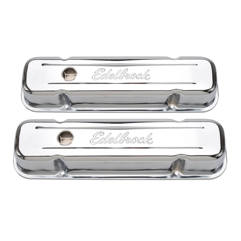 Edelbrock 4457: Signature Series Valve Covers 1962-1979 Pontiac 301-455 (no baffle) Tall
