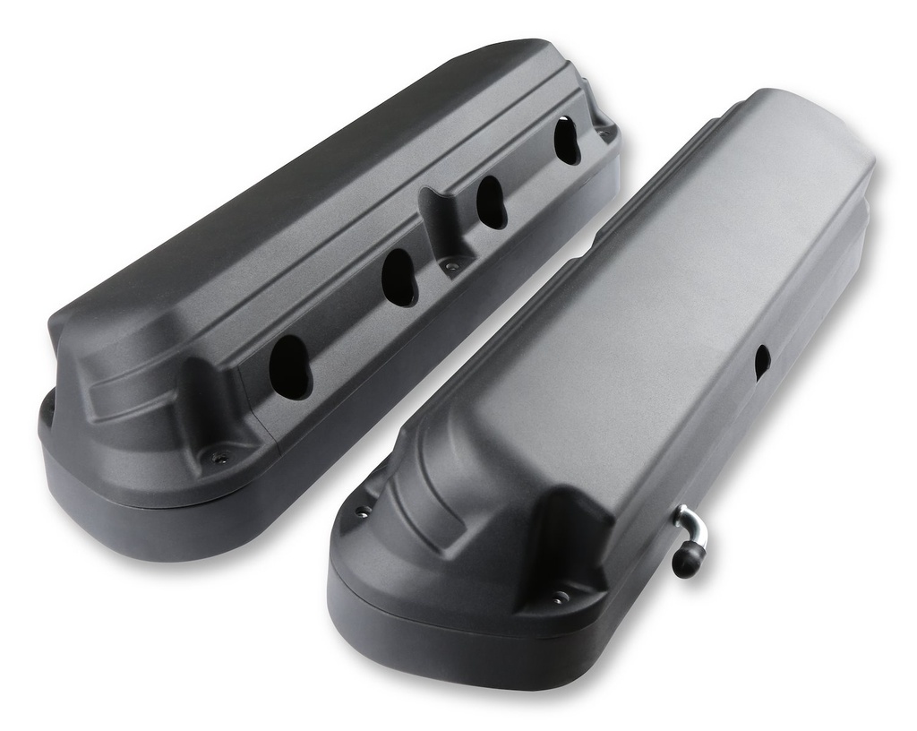 Holley 241-187: 241-187 Ford Fox Body Mustang-Style 2-Piece Cast-Aluminum Valve Covers for GM Gen III/IV LS Engines [Black Finish]