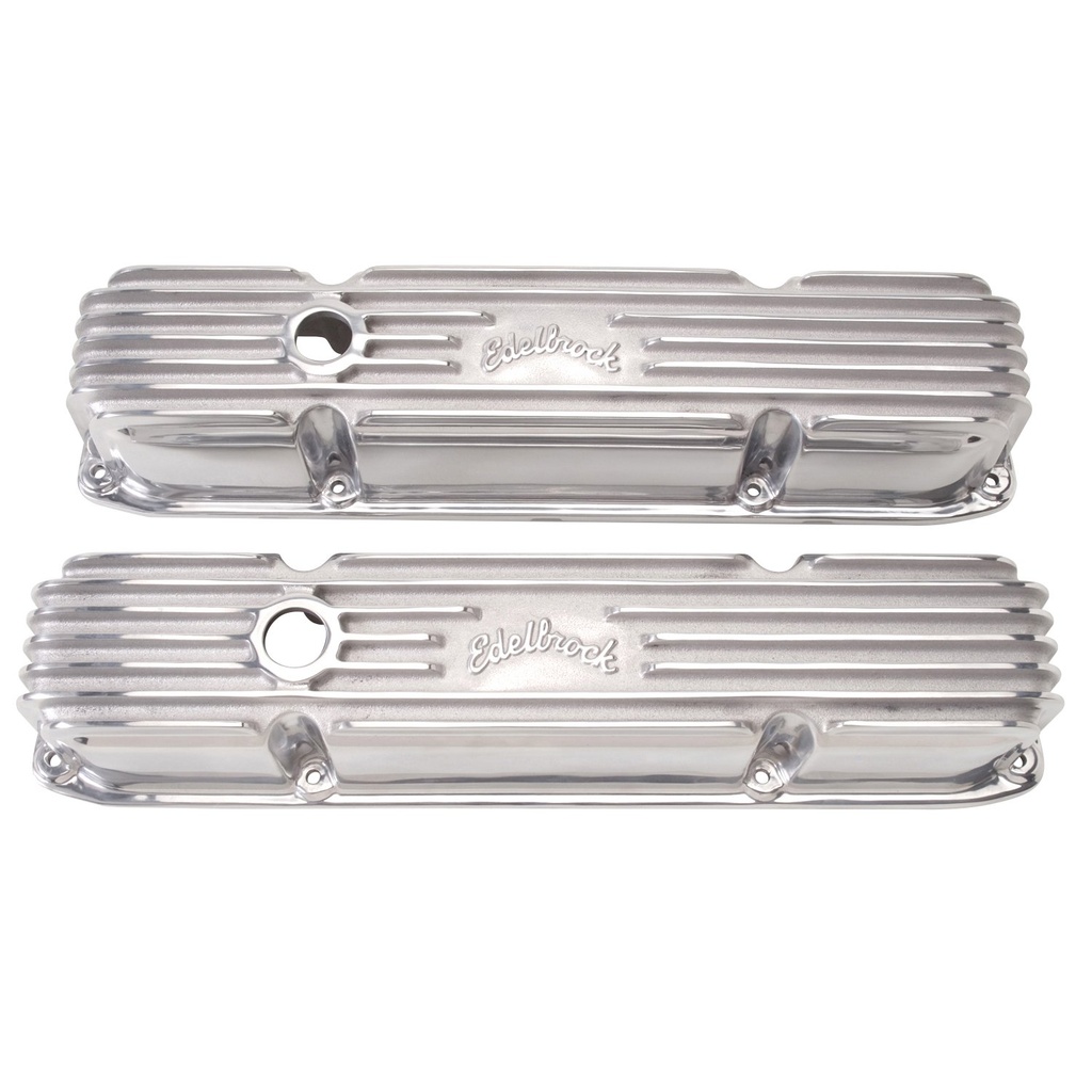 Edelbrock 4192: Classic Finned Valve Covers for Big Block Chrysler 383-440 with Polished Finish