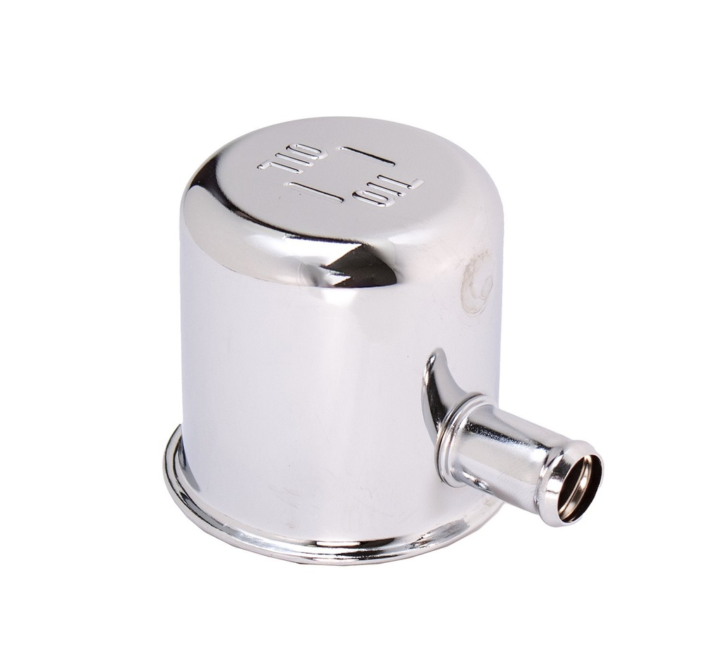 Auto Metal Direct 337-1068-C: Tall Oil Filler Breather Cap for 1968-1969 Mopar in Chrome with 1 Hose Outlet