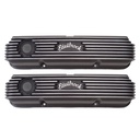 Edelbrock 41623: Classic Finned Valve Covers for 1958-1976 Ford FE with Black Powder Coated Finish