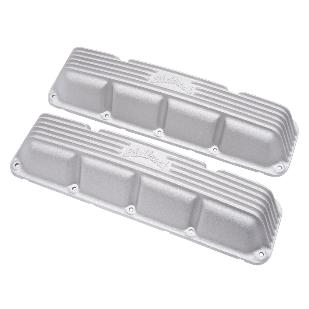 Edelbrock 41999: Classic Finned Valve Covers for 1967-1991 AMC/Jeep 290-401 V8 with Satin Finish