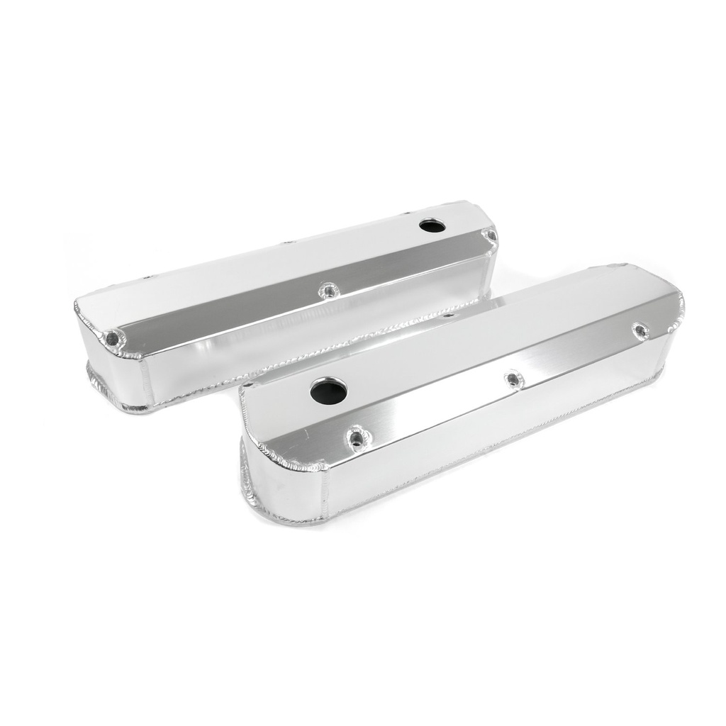 Top Street Performance JM8093-7CA: JM8093-7CA Valve Covers, Fab. Alum., Long Bolt w/ Holes SBF, Clear Anodized