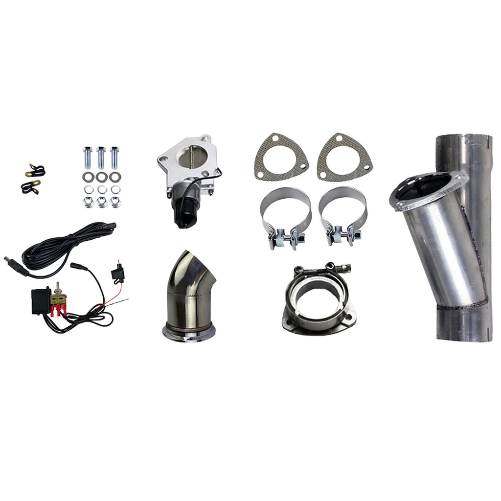 Granatelli 303525: 303525 Electronic Exhaust Cutout Kit, 2.5 in. (63 mm), Aluminized Mild Steel, w/Slip Fit And Band Clamps
