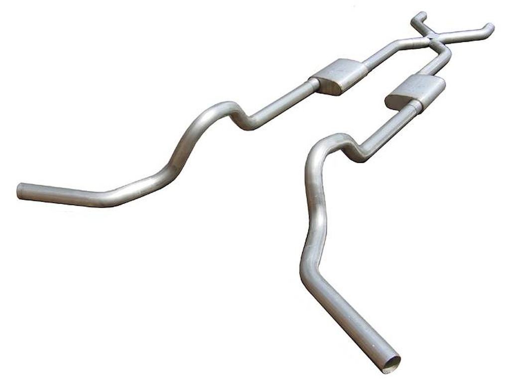 Pypes Performance Exhaust SGT79T: Crossmember Back X-Pipe Exhaust System with Turbo Pro Mufflers Fits Select 1967-1974 GM Truck, SUV [2.500 in.]