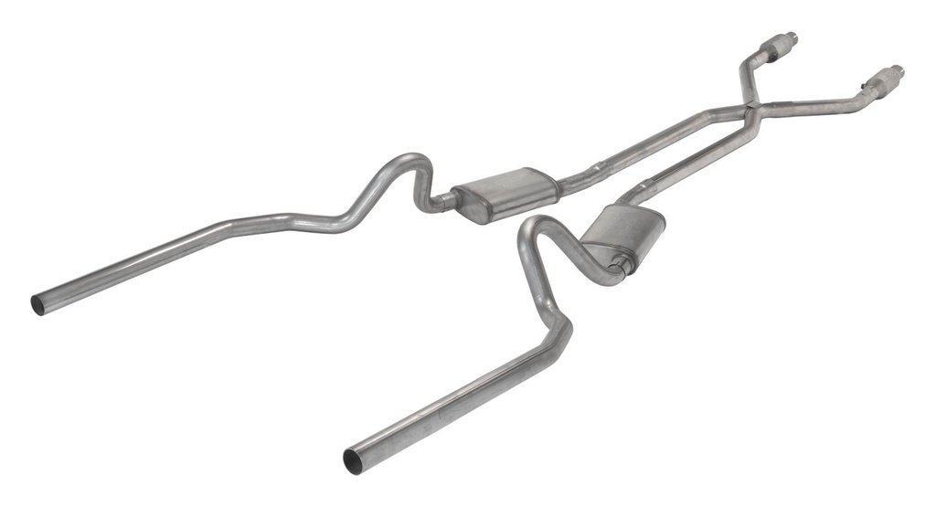Pypes Performance Exhaust SGG922TE: Crossmember Back X-Pipe Exhaust System with Turbo Pro Mufflers for 1978-1988 Chevy El Camino SS [2.500 in.]