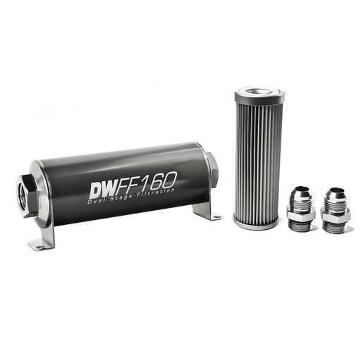 [DWK-803160010K10] DeatschWerks 803160010K10: 803160010K10 In-line fuel filter element and housing kit stainless steel 10 micron -10AN 160mm. Universal
