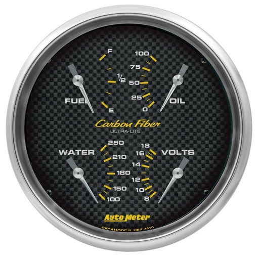 [ATM-4810] AutoMeter 5" QUAD GAUGE, 100 PSI/100-250 °F/8-18V/240-33 Ω, CARBON FIBER