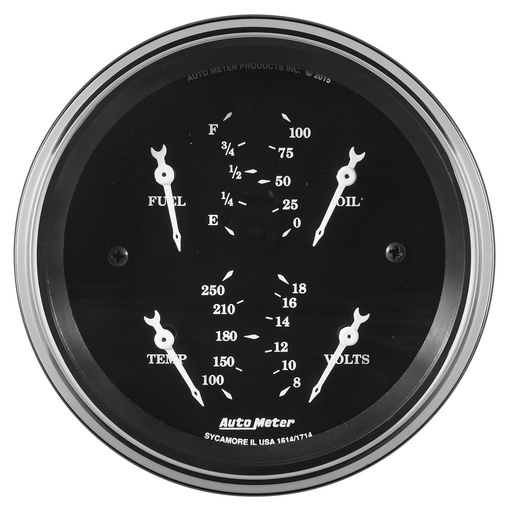 [ATM-1713] AutoMeter 3-3/8" QUAD GAUGE, 240-33 Ω,OLD TYME BLK
