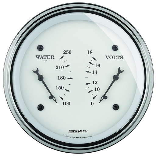 [ATM-1630] AutoMeter 3-3/8" DUAL GAUGE, 100-250 °F/8-18V, OLD-TYME WHITE