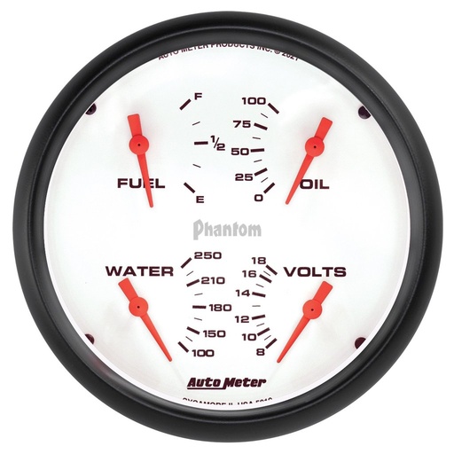 [ATM-5819] AutoMeter 5" QUAD GAUGE, 100 PSI/100-250 °F/8-18V/0-90 Ω, PHANTOM