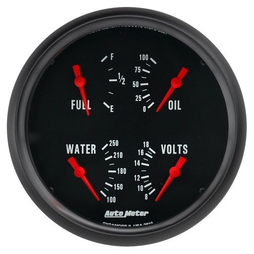 [ATM-2819] AutoMeter 5" QUAD GAUGE, 100 PSI/100-250 °F/8-18V/0-90 Ω, Z-SERIES