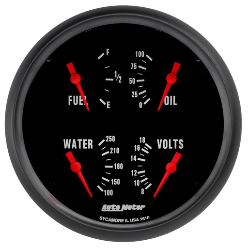 [ATM-2810] AutoMeter 5" QUAD GAUGE, 100 PSI/100-250 °F/8-18V/240-33 Ω, Z-SERIES