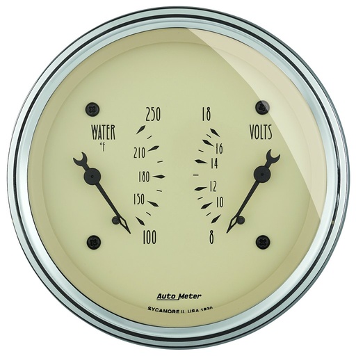 [ATM-1830] AutoMeter 3-3/8" DUAL GAUGE, 100-250 °F/8-18V, ANTIQUE BEIGE