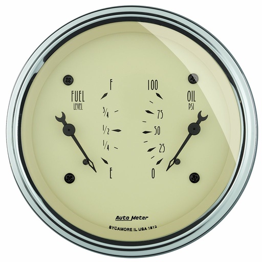 [ATM-1813] AutoMeter 3-3/8" DUAL GAUGE, 100 PSI/240-33 Ω, ANTIQUE BEIGE