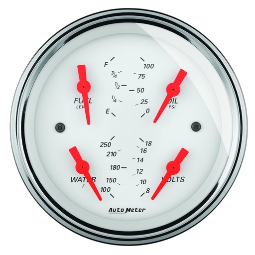 [ATM-1319] AutoMeter 5" QUAD GAUGE, 100 PSI/100-250 °F/8-18V/0-90 Ω, ARCTIC WHITE