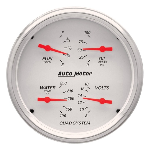 [ATM-1310] AutoMeter 5" QUAD GAUGE, 100 PSI/100-250 °F/8-18V/240-33 Ω, ARCTIC WHITE