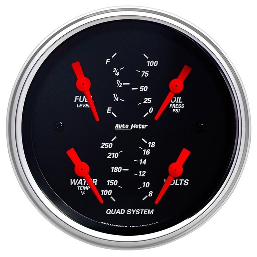 [ATM-1412] AutoMeter 3-3/8" QUAD GAUGE, 100 PSI/100-250 °F/8-18V/240-33 Ω, DESIGNER BLACK