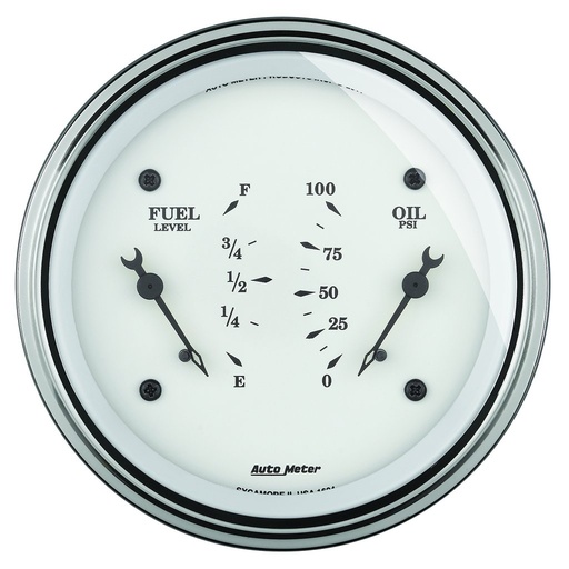[ATM-1613] AutoMeter 3-3/8" DUAL GAUGE, 100 PSI/240-33 Ω, OLD-TYME WHITE