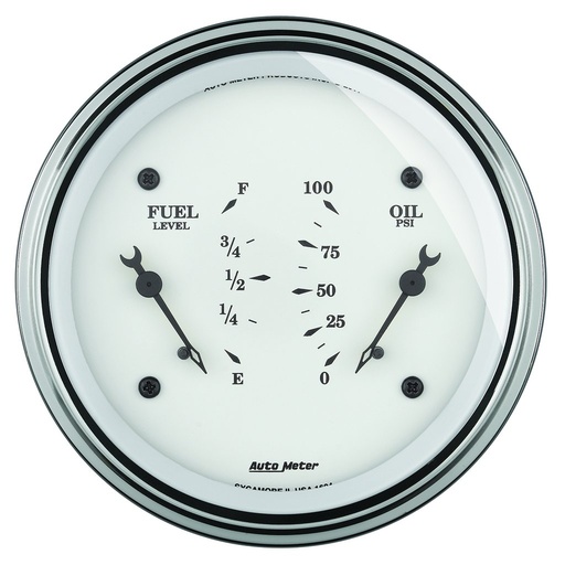 [ATM-1624] AutoMeter 3-3/8" DUAL GAUGE, 100 PSI/0-90 Ω, OLD-TYME WHITE
