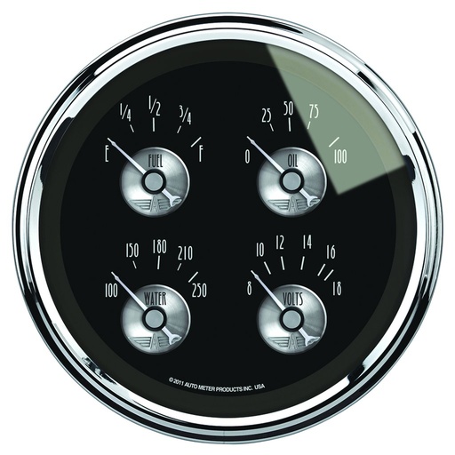 [ATM-2012] AutoMeter 5" QUAD GAUGE, 100 PSI/100-250 °F/8-18V/0-90 Ω, PRESTIGE BLACK DIAMOND