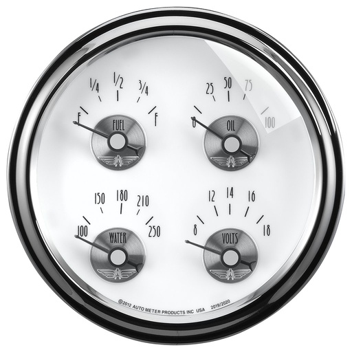 [ATM-2019] AutoMeter 5" QUAD GAUGE, 100 PSI/100-250 °F/8-18V/240-33 Ω, PRESTIGE PEARL