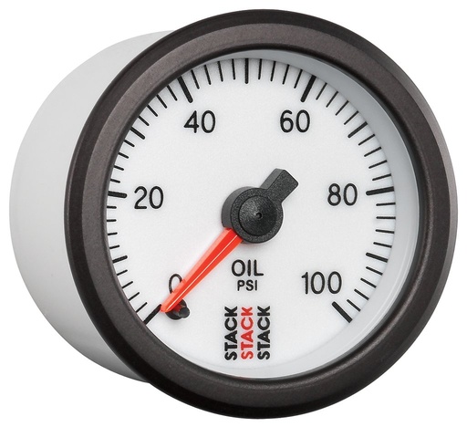[ATM-ST3352] AutoMeter OIL PRESS, PRO STEPPER MOTOR, 52MM, WHT, 0-100 PSI, STEPPER MOTOR, 1/8" NPTF MALE