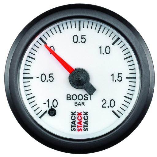[ATM-ST3361] AutoMeter 52MM, BOOST PRESS, PRO STEPPER MOTOR, -1 TO +2 BAR,STACK WHT