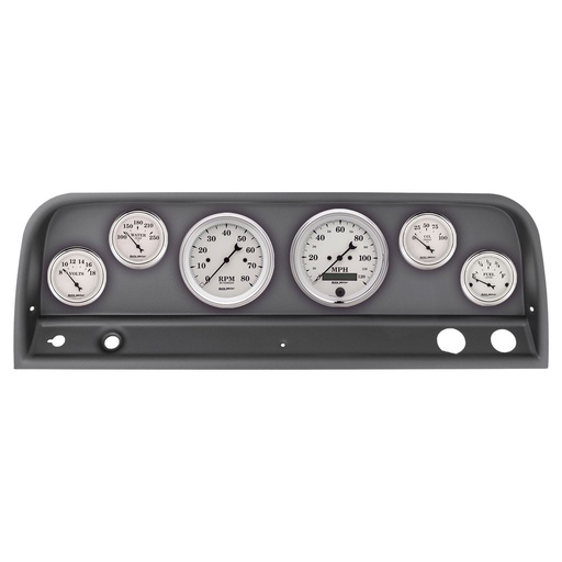 [ATM-2128-08] AutoMeter GAUGE KIT, 6 PC, CHEVY TRUCK 64-66, TACH/MPH/FUEL/OILP/WTMP/VOLT, OLD-TYME WHITE