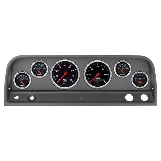 [ATM-2128-06] AutoMeter GAUGE KIT, 6 PC, CHEVY TRUCK 64-66, TACH/MPH/FUEL/OILP/WTMP/VOLT, DESIGNER BLACK