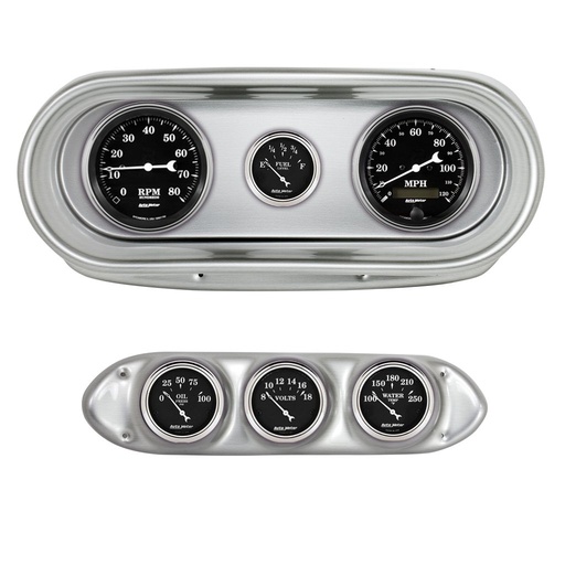 [ATM-2127-07] AutoMeter GAUGE KIT, 6 PC, NOVA 62-65, TACH/MPH/FUEL/OILP/WTMP/VOLT, OLD TYME BLACK