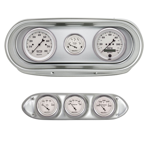 [ATM-2127-08] AutoMeter GAUGE KIT, 6 PC, NOVA 62-65, TACH/MPH/FUEL/OILP/WTMP/VOLT, OLD-TYME WHITE