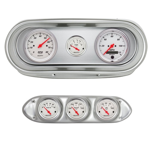 [ATM-2127-03] AutoMeter GAUGE KIT, 6 PC, NOVA 62-65, TACH/MPH/FUEL/OILP/WTMP/VOLT, ARCTIC WHITE