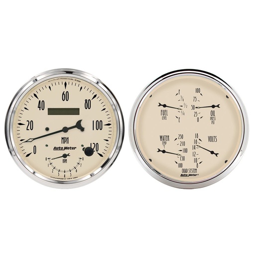 [ATM-1852] AutoMeter 2 PC. GAUGE KIT, 5" QUAD & TACH/SPEEDO, 240-33 Œ©, ANTIQUE BEIGE
