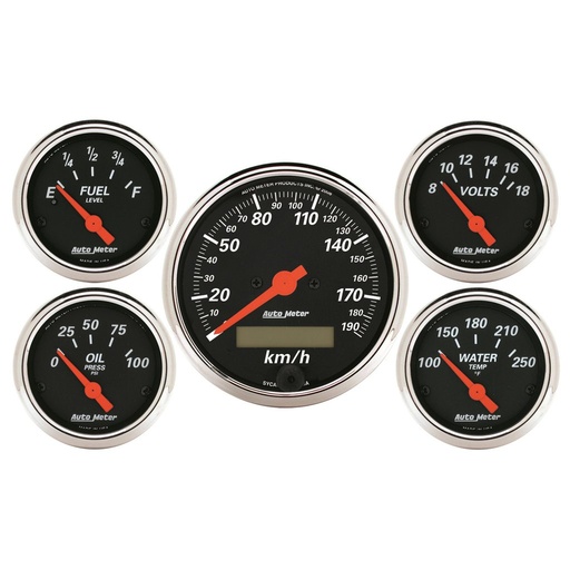 [ATM-1421-M] AutoMeter 5 PC. GAUGE KIT, 3-1/8" & 2-1/16", ELECTRIC SPEEDOMETER, KM/H, DESIGNER BLACK