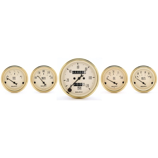 [ATM-1501] AutoMeter 5 PC. GAUGE KIT, 3-1/8" & 2-1/16", MECHANICAL SPEEDOMETER, GOLDEN OLDIES