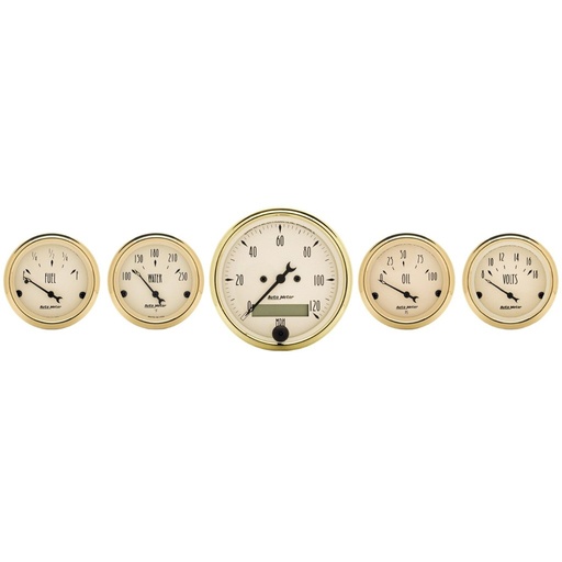 [ATM-1502] AutoMeter 5 PC. GAUGE KIT, 3-1/8" & 2-1/16", ELECTRIC SPEEDOMETER, GOLDEN OLDIES