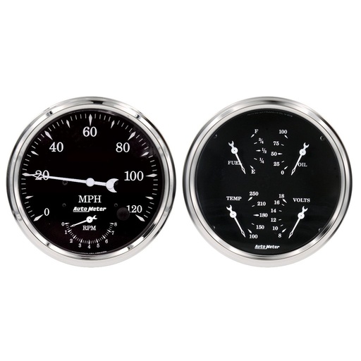 [ATM-1752] AutoMeter 2 PC. GAUGE KIT, 5" QUAD & TACH/SPEEDO, 240-33 Œ©, OLD TYME BLACK