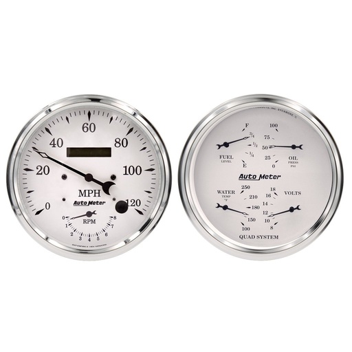 [ATM-1652] AutoMeter 2 PC. GAUGE KIT, 5" QUAD & TACH/SPEEDO, 240-33 Œ©, OLD TYME WHITE