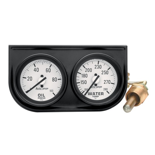 [ATM-2326] AutoMeter GAUGE CONSOLE, OILP/WTMP, 2-1/16", 100 PSI/280 °F, WHT DIAL, BLK BZL, FULL SWEEP, AUTOGAGE