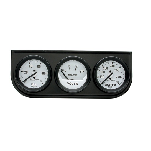 [ATM-2327] AutoMeter GAUGE CONSOLE, OILP/WTMP/VOLT, 2-1/16", 100 PSI/280 °F/16V, WHT DIAL, BLK BZL, AG