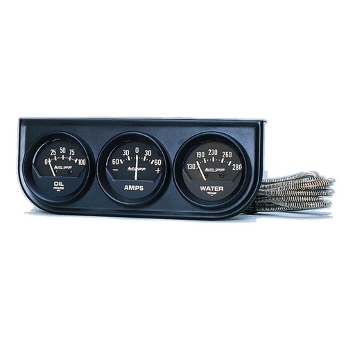 [ATM-2347] AutoMeter GAUGE CONSOLE, OILP/WTMP/AMP, 2-1/16", 100 PSI/280 °F/60A, BLK DIAL, BLK BZL, AG